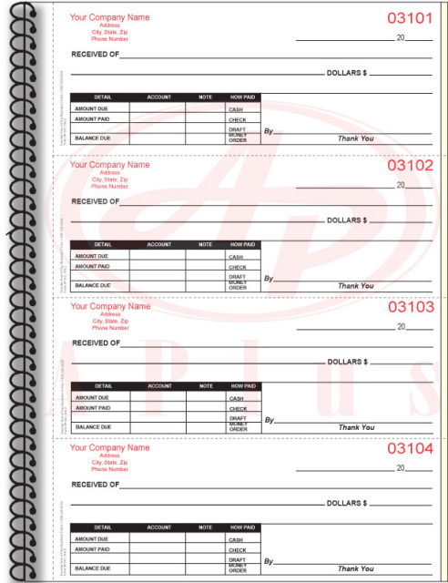 AP-NC-146-2 • 2 Part Imprinted Cash Receipt Book